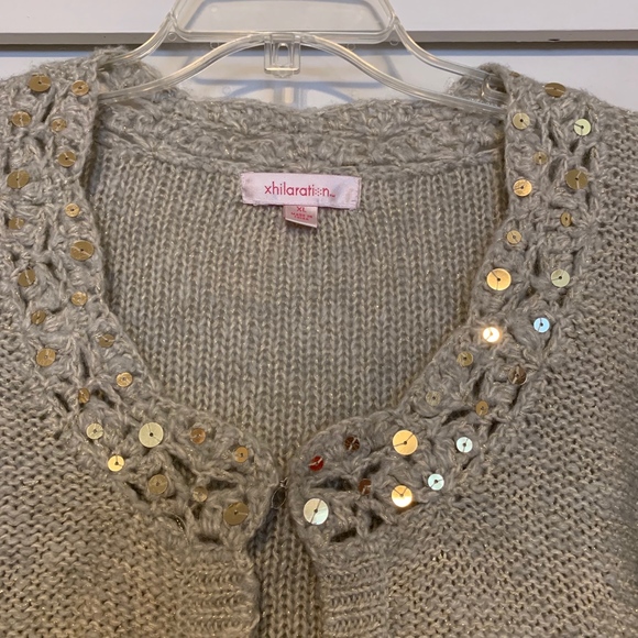 Xhilaration Cropped Sequin Collar Cardigan Size XL - Picture 2 of 4